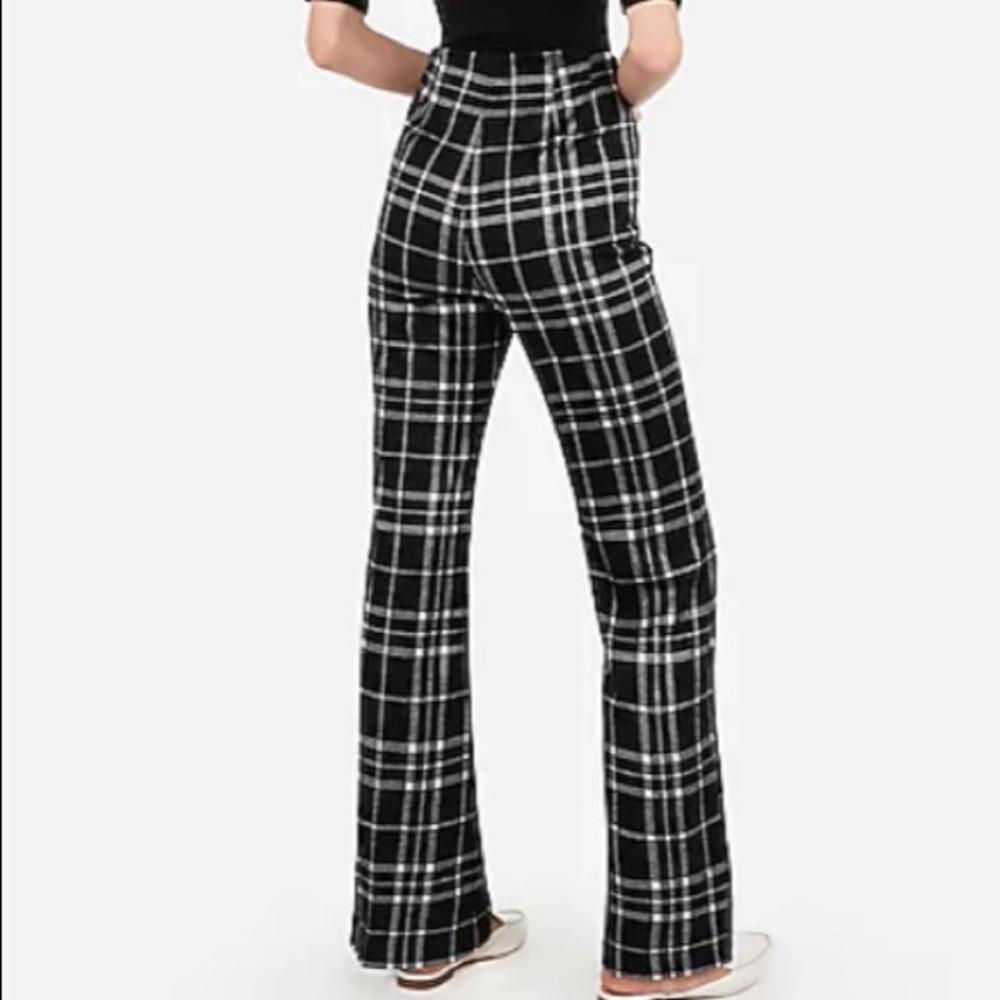 Super High Waisted Plaid Flare Pant